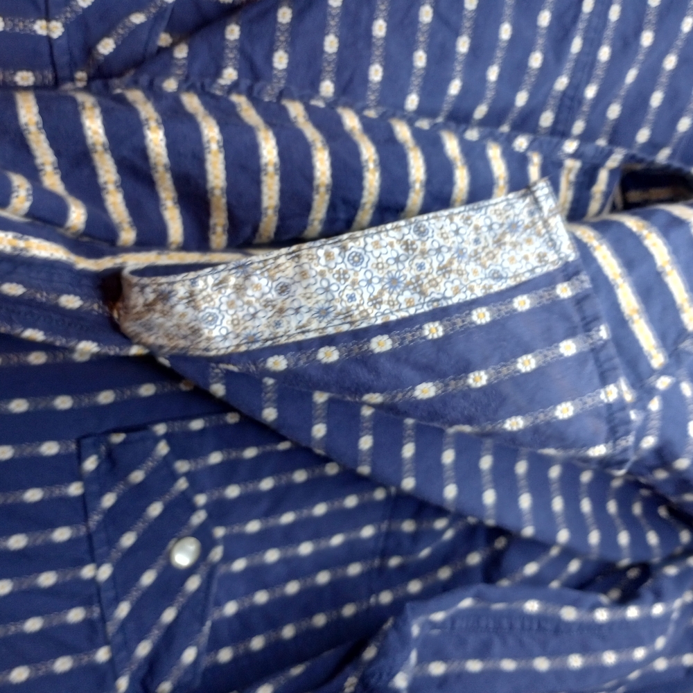Age Of Wisdom Western Blue Daisy Flower Stripe Pearl Snap Shirt Country Cowboy - Picture 6 of 8